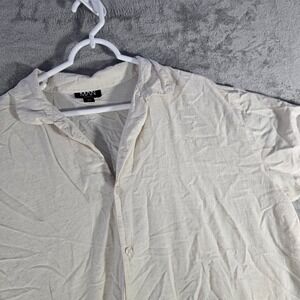 BoohooMAN Linen Shirt Camp Collar Button Up Short‎ Sleeve Casual XL